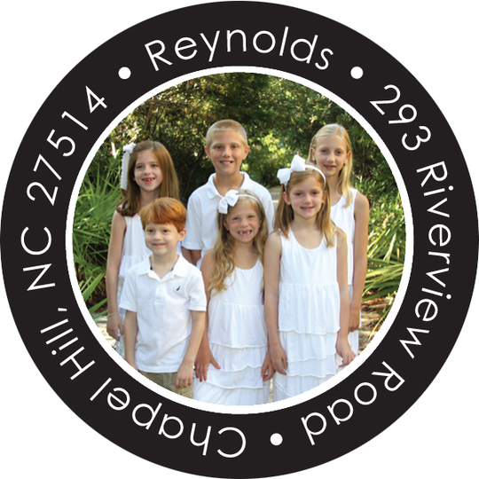 Your Photo on Black Round Address Labels